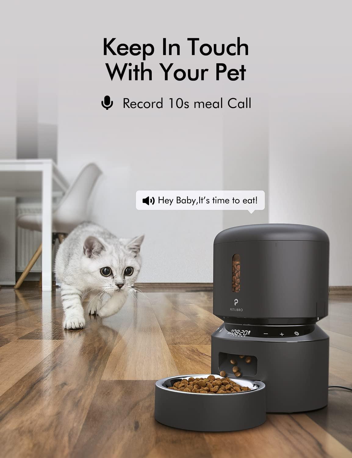 Petlibro Automatic Cat Feeder, Pet Dry Food Dispenser Triple Preservation with Stainless Steel Bowl & Twist Lock Lid, Up to 50 Portions 6 Meals per