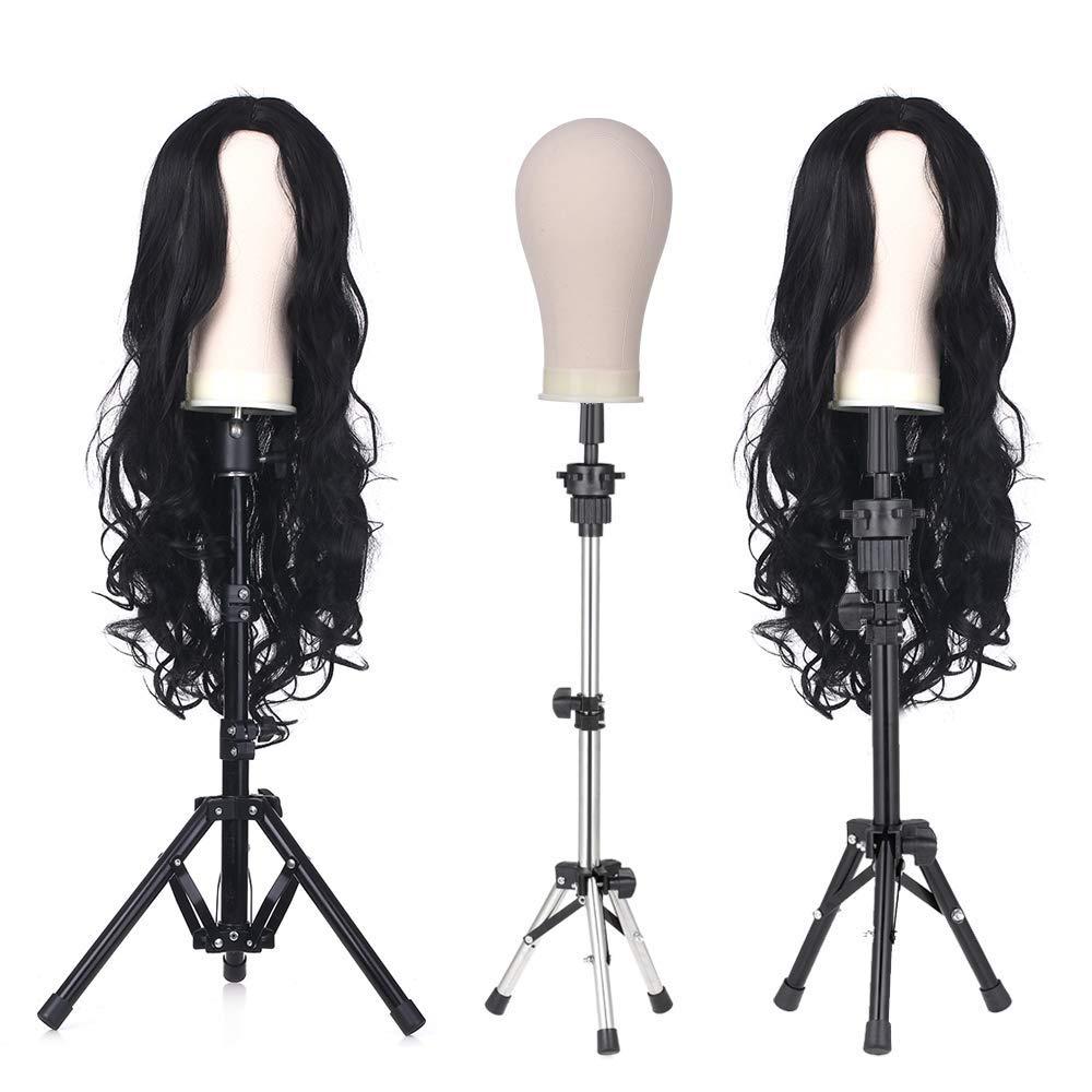 Wig Stand Tripod Canvas Block Mannequin Head for Hairdresser