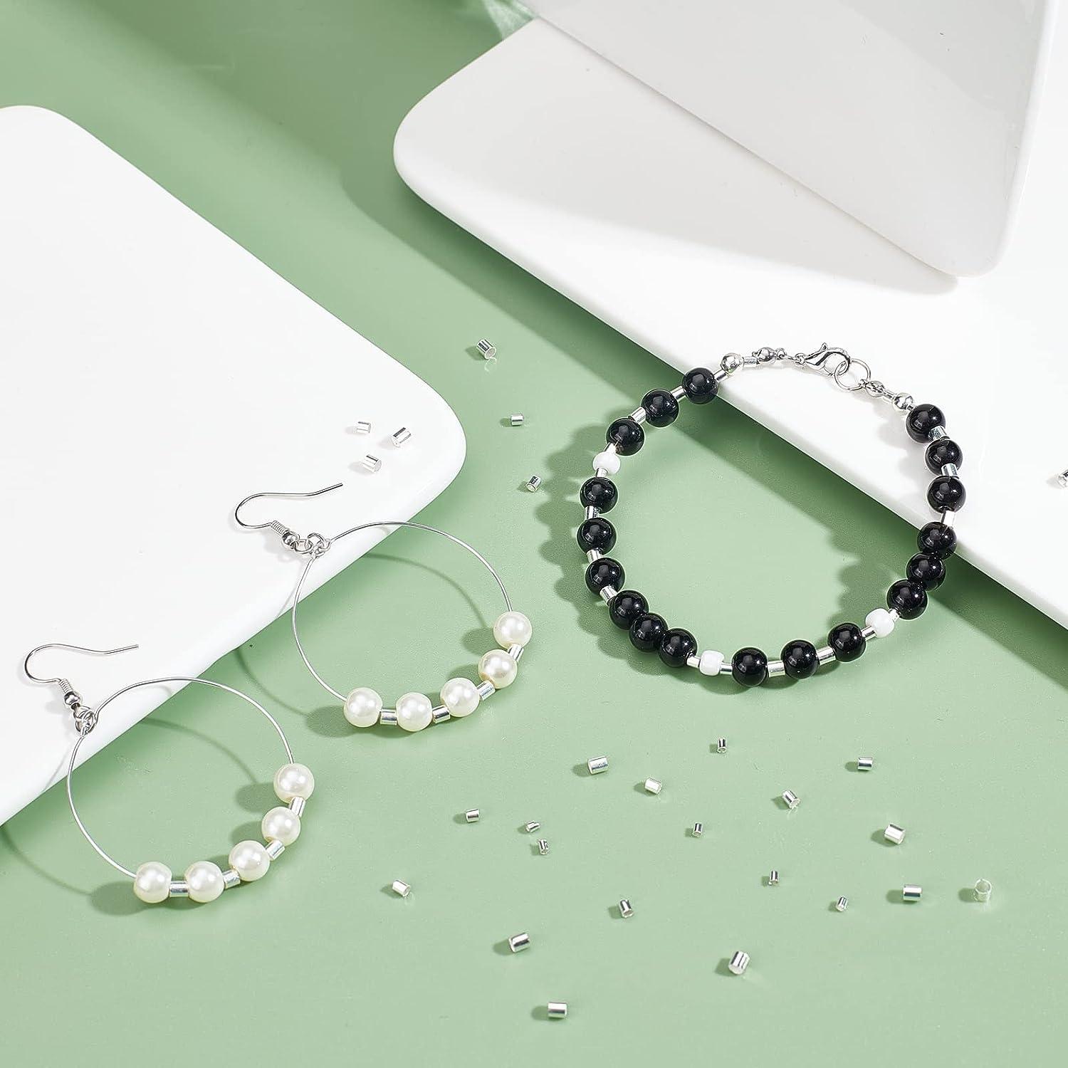 PH PandaHall 3000pcs Crimp Beads, 3 Sizes Brass Tube Crimp End Spacer Beads  Cord End Caps