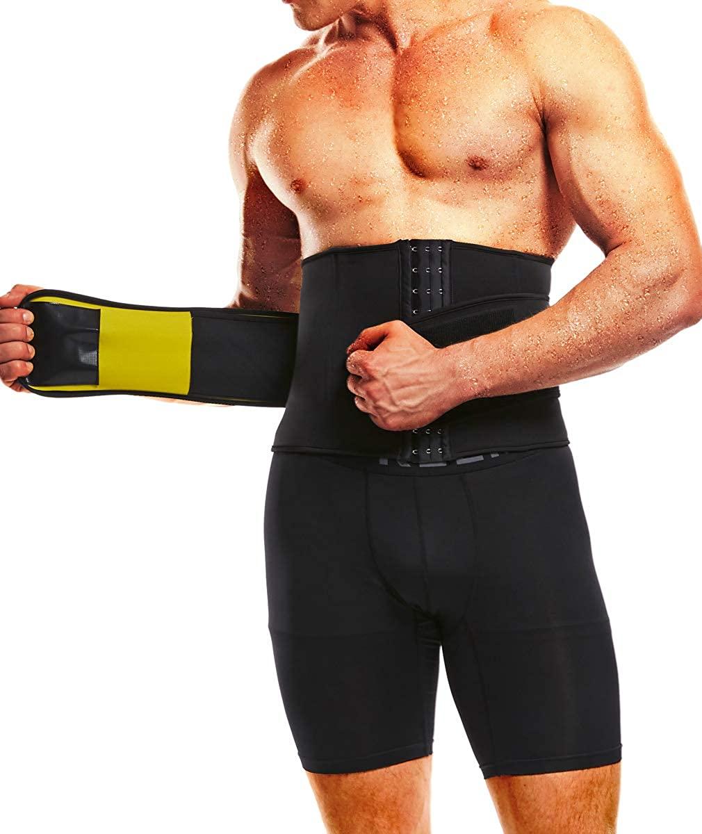 GetUSCart- TAILONG Neoprene Waist Trimmer Ab Belt for Men Waist Trainer  Corset Slimming Body Shaper Workout Sauna Hot Sweat Band (Black with Band,  XX-Large)