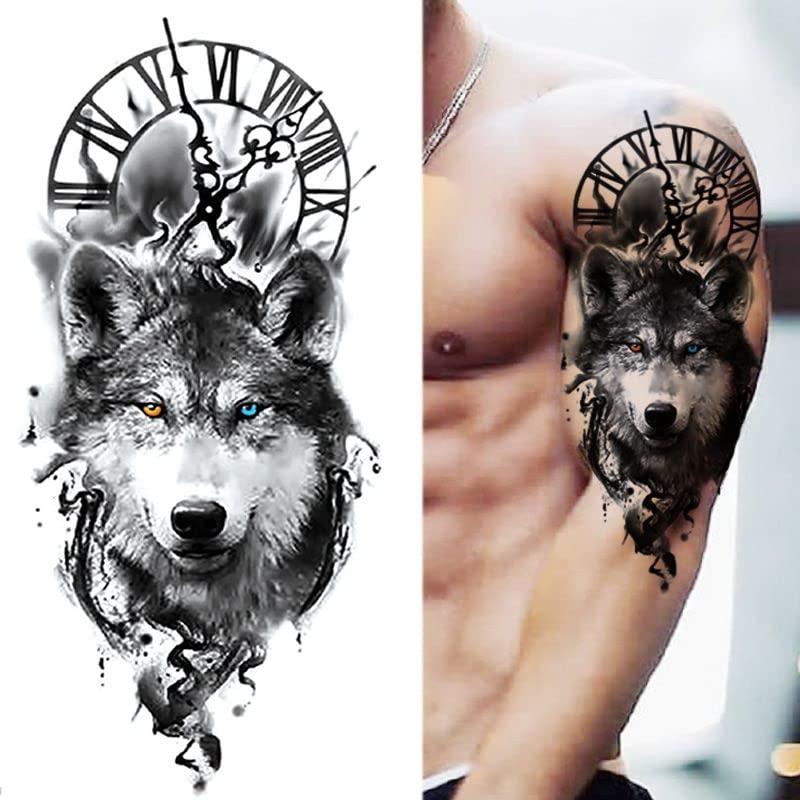 Black Wolf Scary Temporary Tattoos For Men Adults Realistic Vampire Tiger  Forest Rose Flower Fake Tattoo Sticker Forearm Tatoos - AliExpress