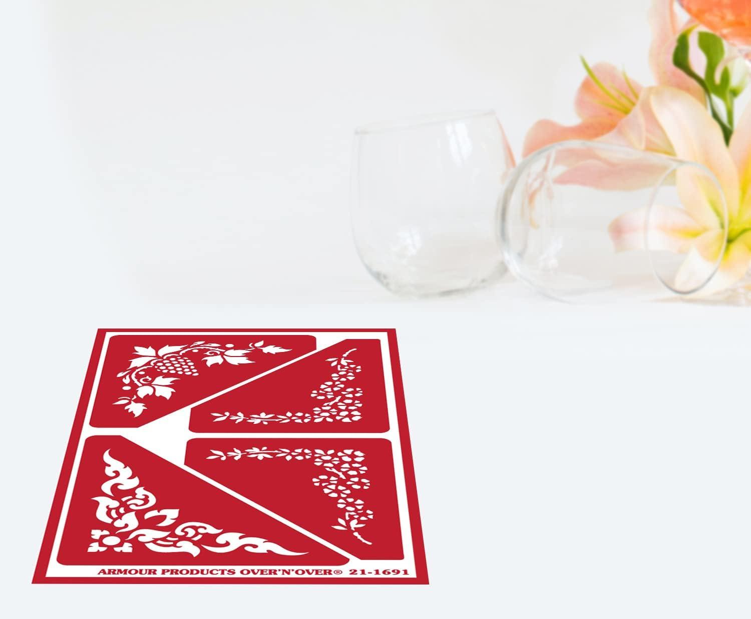 2 Armour Etch Over N Over Reusable Glass Etching Stencils Set | Beach  Themed Stencil | Hibiscus, Aloha, Hawaii, Tiki Inspired Design | Set  Includes
