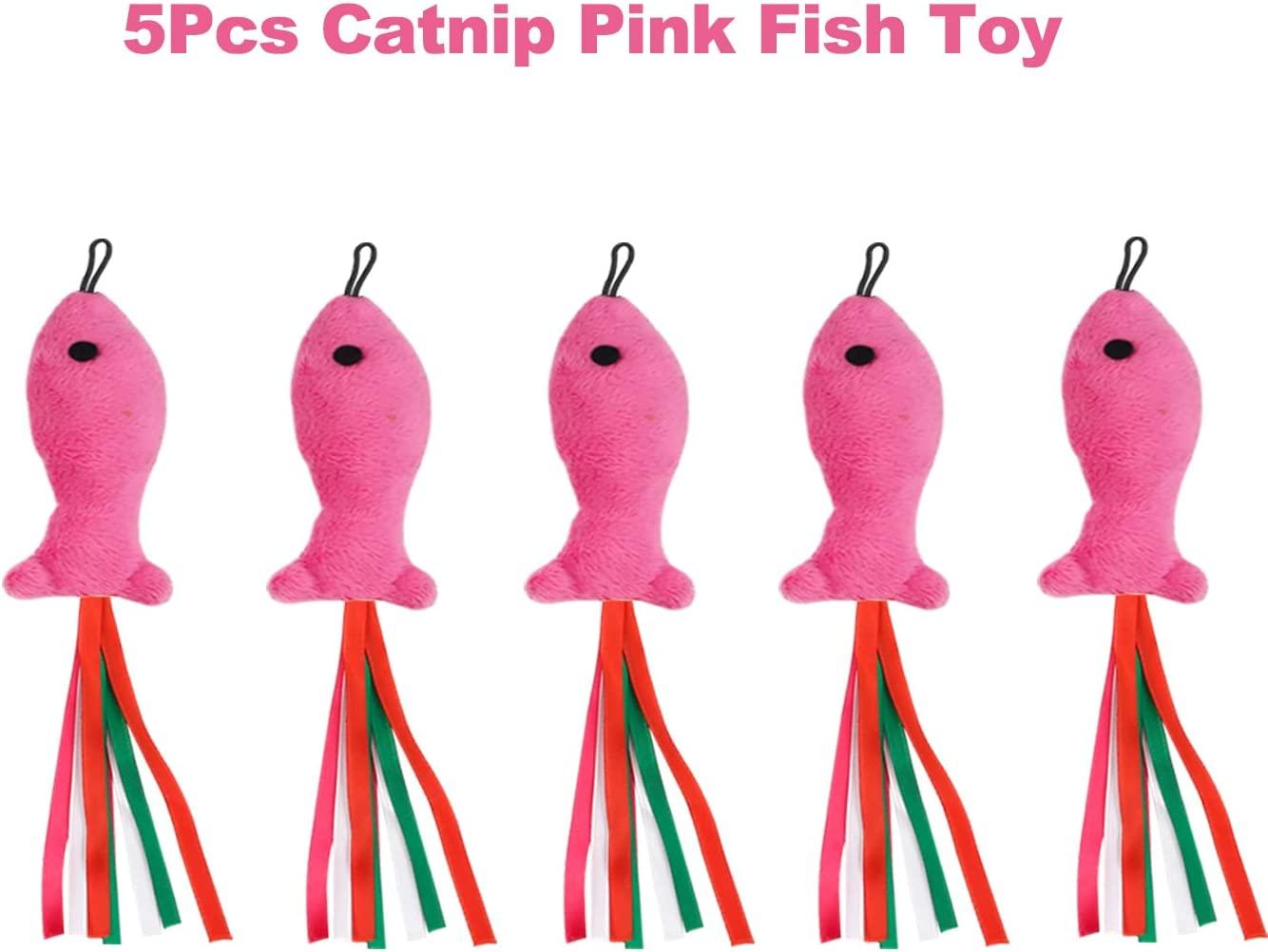 5Pcs Catnip Toy, Cat nip Pink Fish Interactive Cat Toy, Kitten