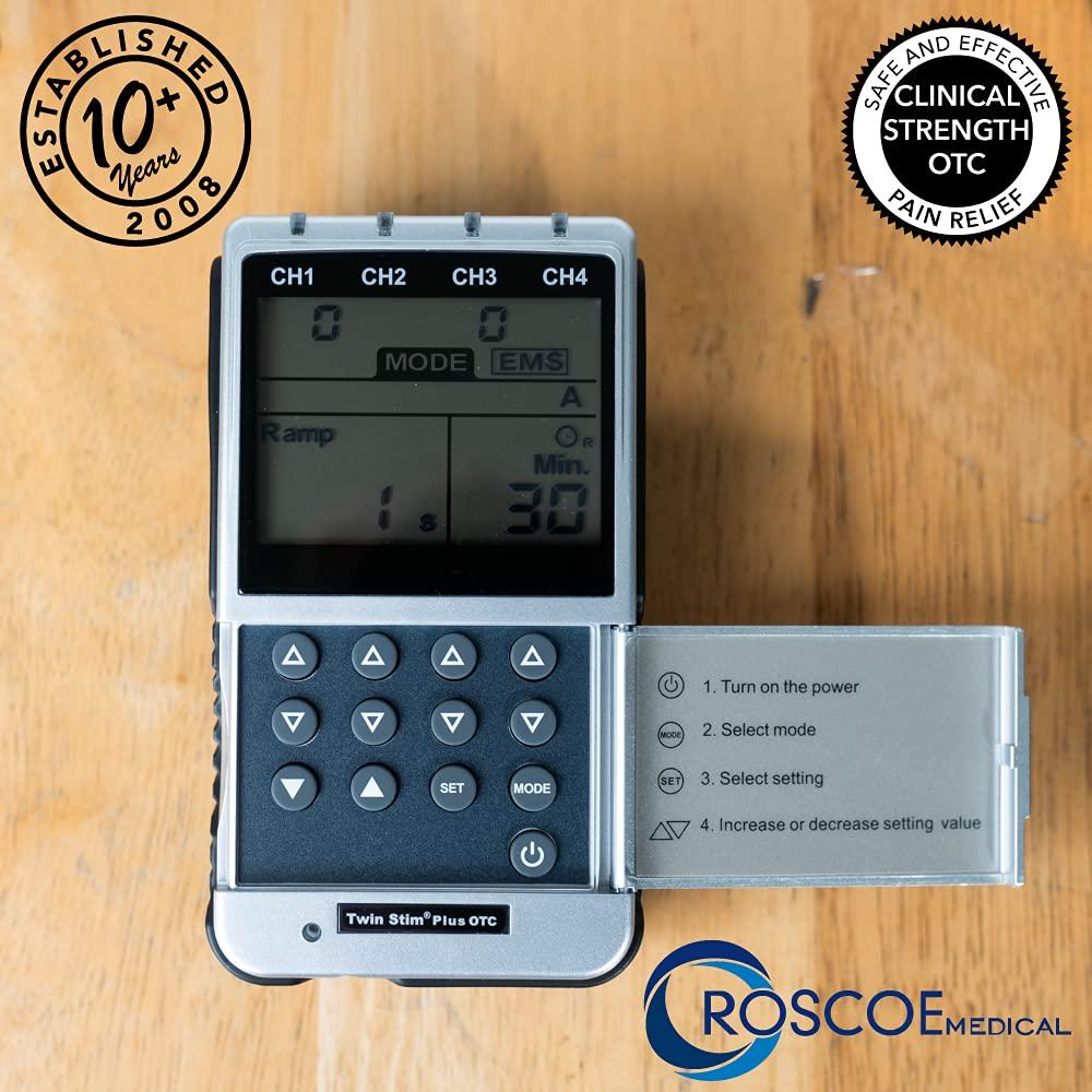 Roscoe Medical TENS Unit and EMS Muscle Stimulator - 4-Channel OTC