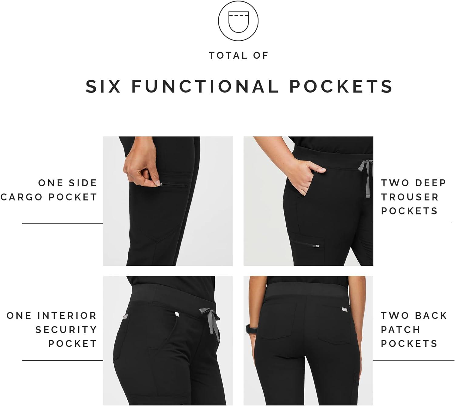 FIGS Zamora High Waisted Jogger Style Scrub Pants for Women Slim Fit 6  Pockets High Rise