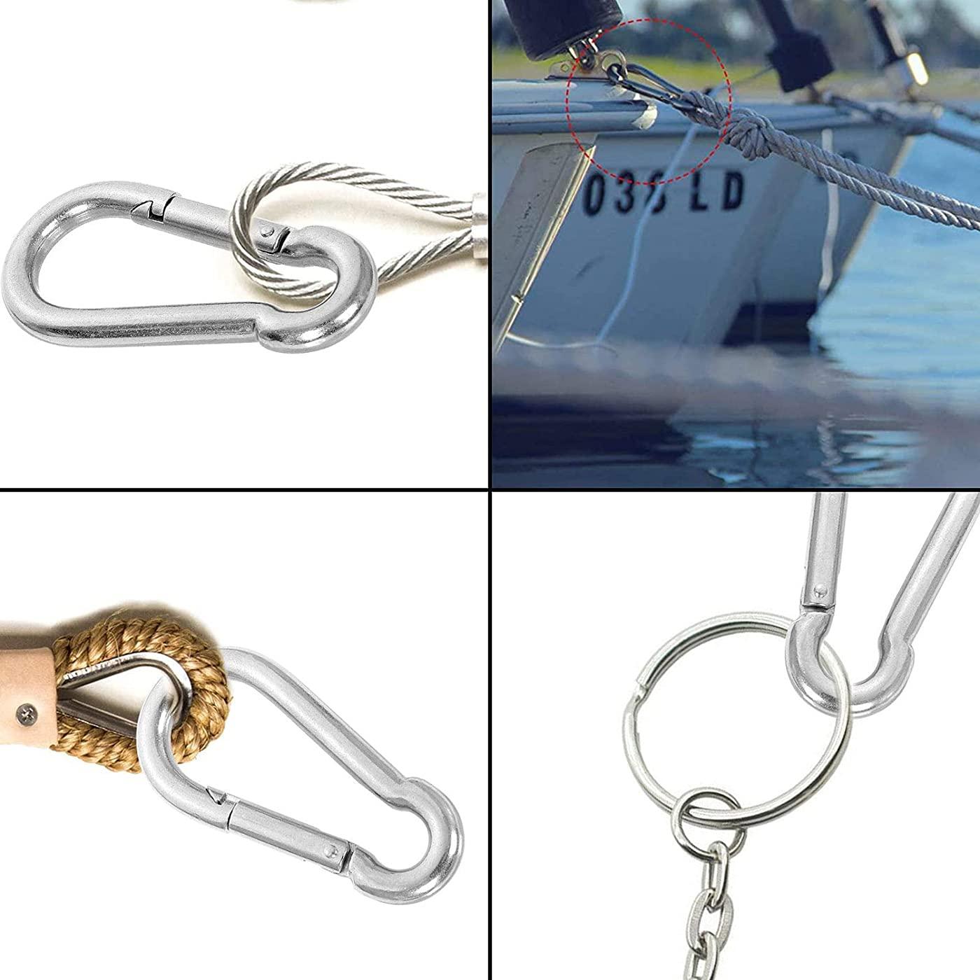 5pcs Stainless Steel Swivel Eye Snap Hook Flag Pole Clips,with 5pcs Snap  Hook Carabiner Diving Clips Spring Hooks for Bird Feeders, Pet Chains, Dog