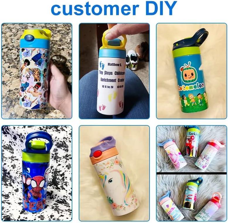 12oz Sublimation Tumbler Bulk For Children Toddlers Heat Press For Print  Kids Sublimation Tumbler Cups With Handle Straight Double Wall Kids  Sublimation Water Bottle Blanks (2 pack blue and pink)