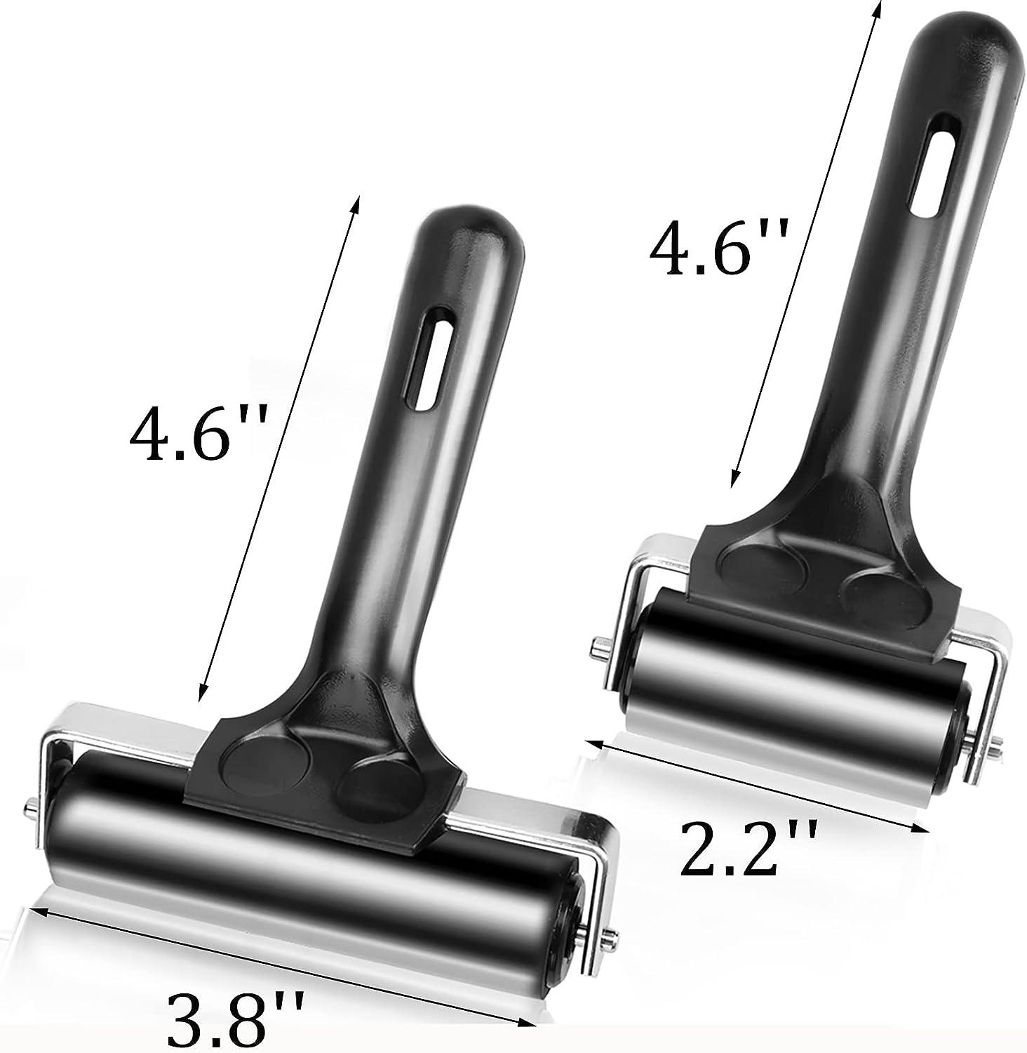 2pcs Rubber Roller Brayer for Craft Printmaking Stamping, 4 & 3 inch - Black