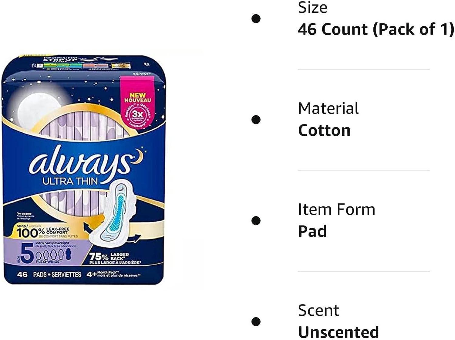 Always Ultra Thin Pads, Size 5 Extra Heavy Overnight