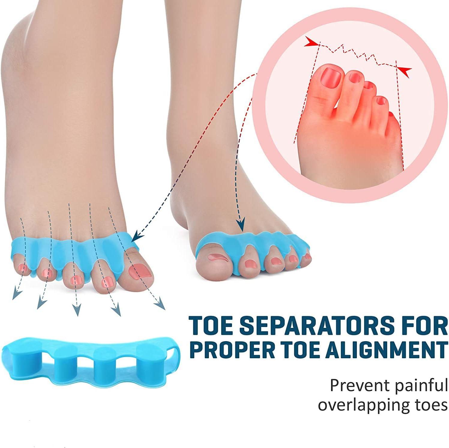 2 Pairs Yoga Toe Straighteners Foot Stretcher Big Toes Spacers Toe  Spreaders(4 pcs) Gel Toe Separator Bunion Corrector (Beige) one size 4.0  Count