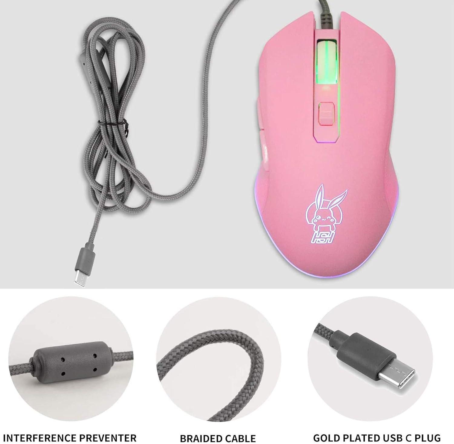 IULONEE Ratón tipo C, ratones USB C con cable, mouse ergonómico de 4 RGB  retroiluminación 3200 DPI compatible con M@c, Matebook, Chromebook, HP  OMEN