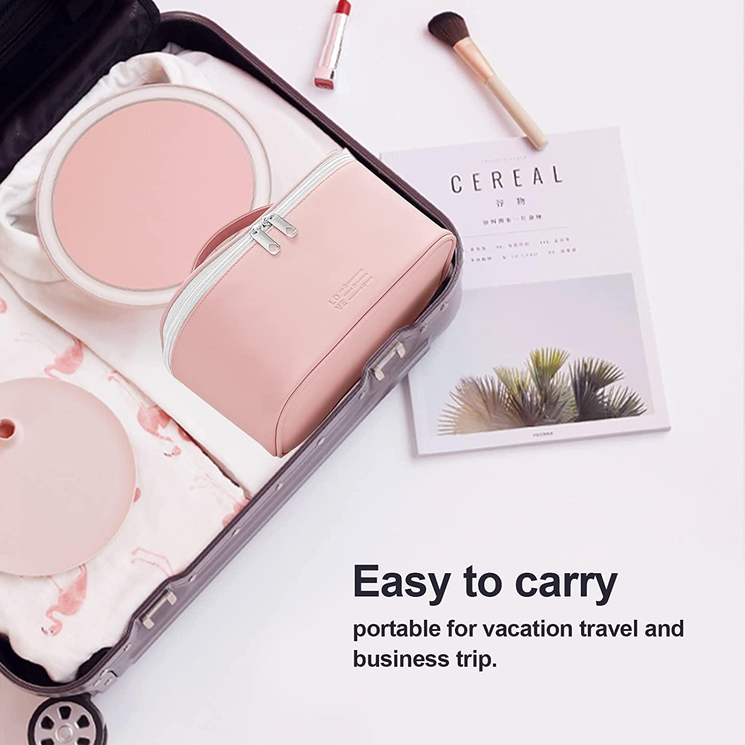 Buy Awestuffs Luxury Cosmetic Bag - Makeup Bag, Portable Waterproof PU  Leather Travel Makeup Bag (Pink) Online at Best Prices in India - JioMart.