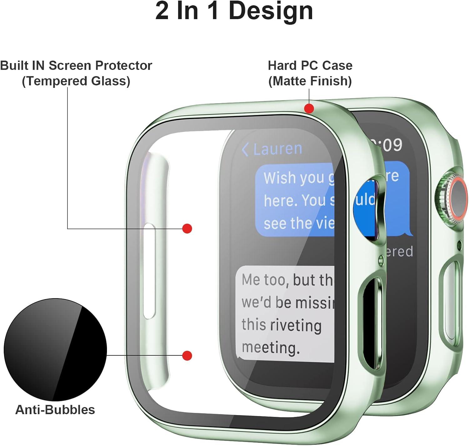 Blue Bumper Case For Apple Watch  2 in 1 Tempered Glass Screen Protec
