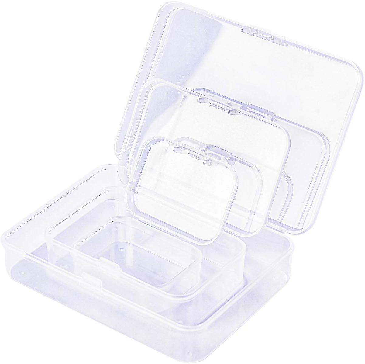 LJY 28 Pieces Mixed Sizes Rectangular Empty Mini Plastic Storage Containers  with Lids for Small Items and Other Craft Projects (Clear)