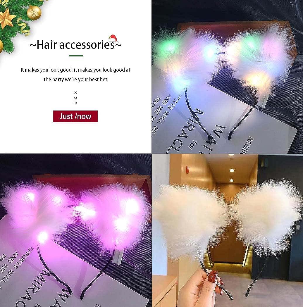 Light Up Headbands LED Bunny Ears Head bands Luminous Headdress Party Hair  Accessories for Women and Girls (2pcs)