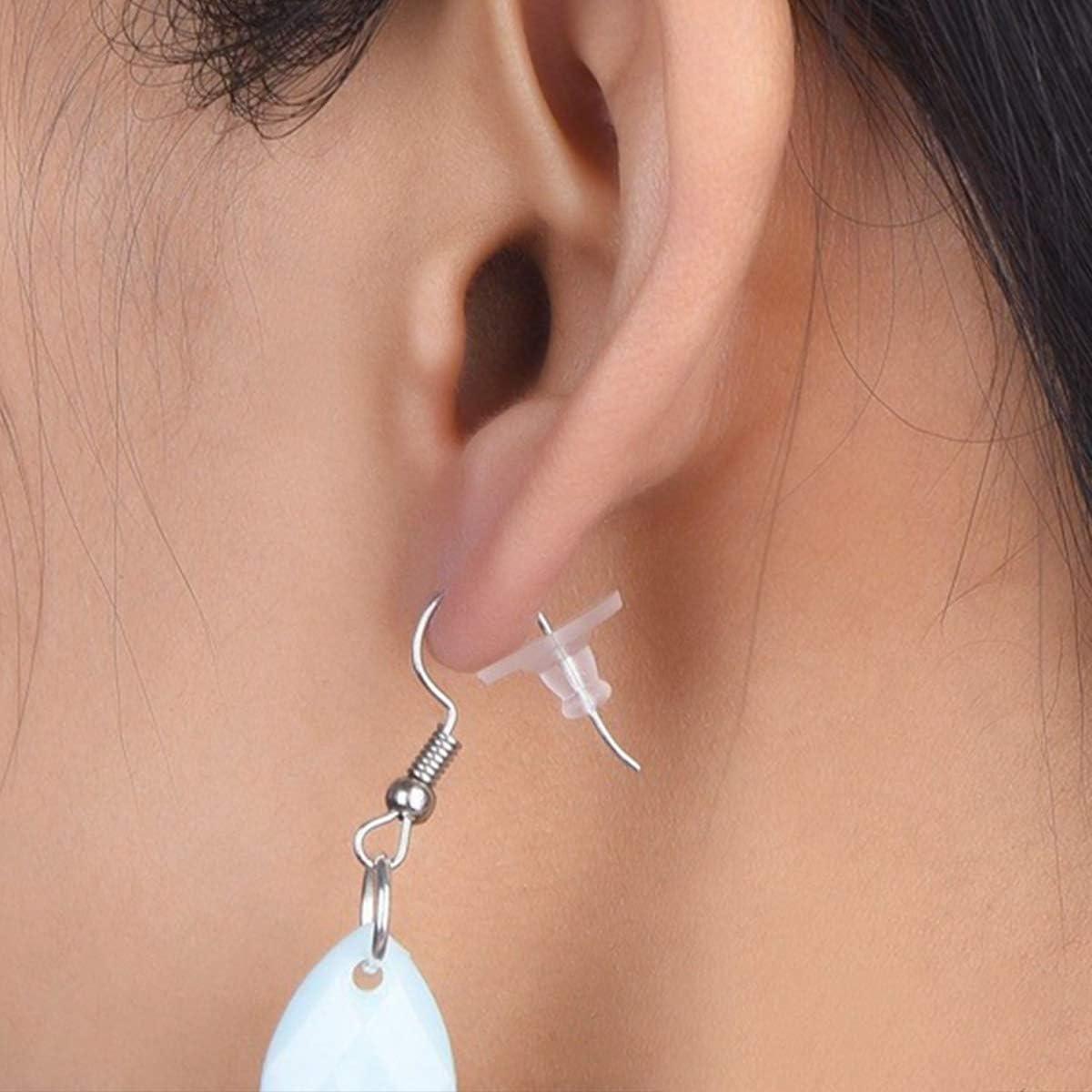 100 Pcs Plastic Earring Backs Secure Push-Back Earring Stoppers