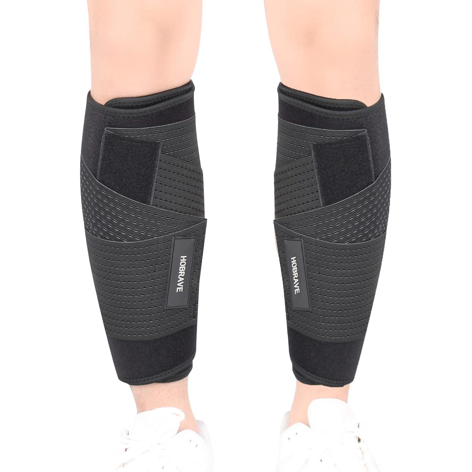 Calf Brace Shin 2 Pack Splint Compression Wrap Sleeve for Torn Calf Muscle  Pain Relief Strain Sprain Injury Adjustable Leg Support Men and Women