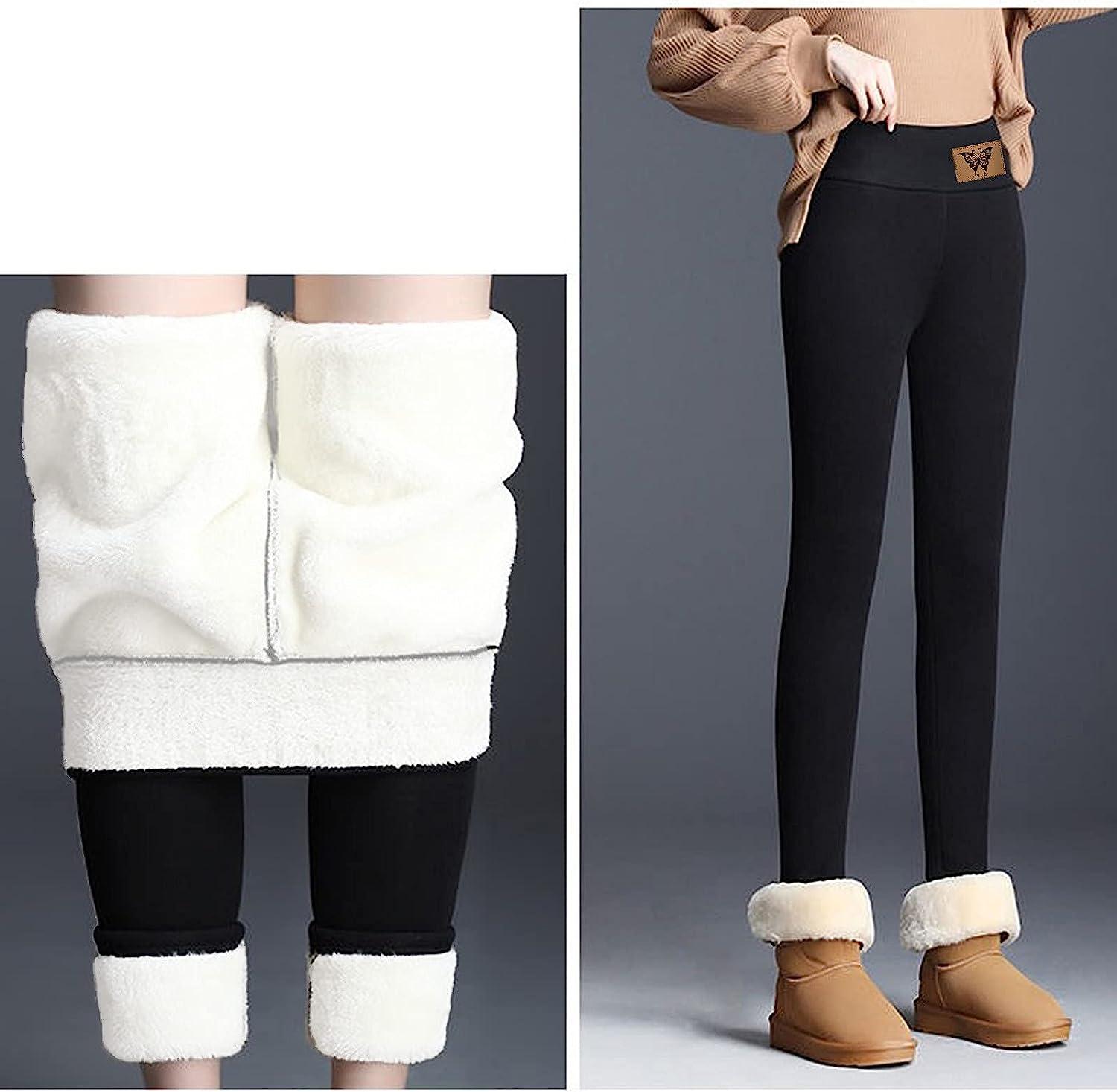 jsaierl Fleece Lined Winter Warm Leggings for Women Girls Thick