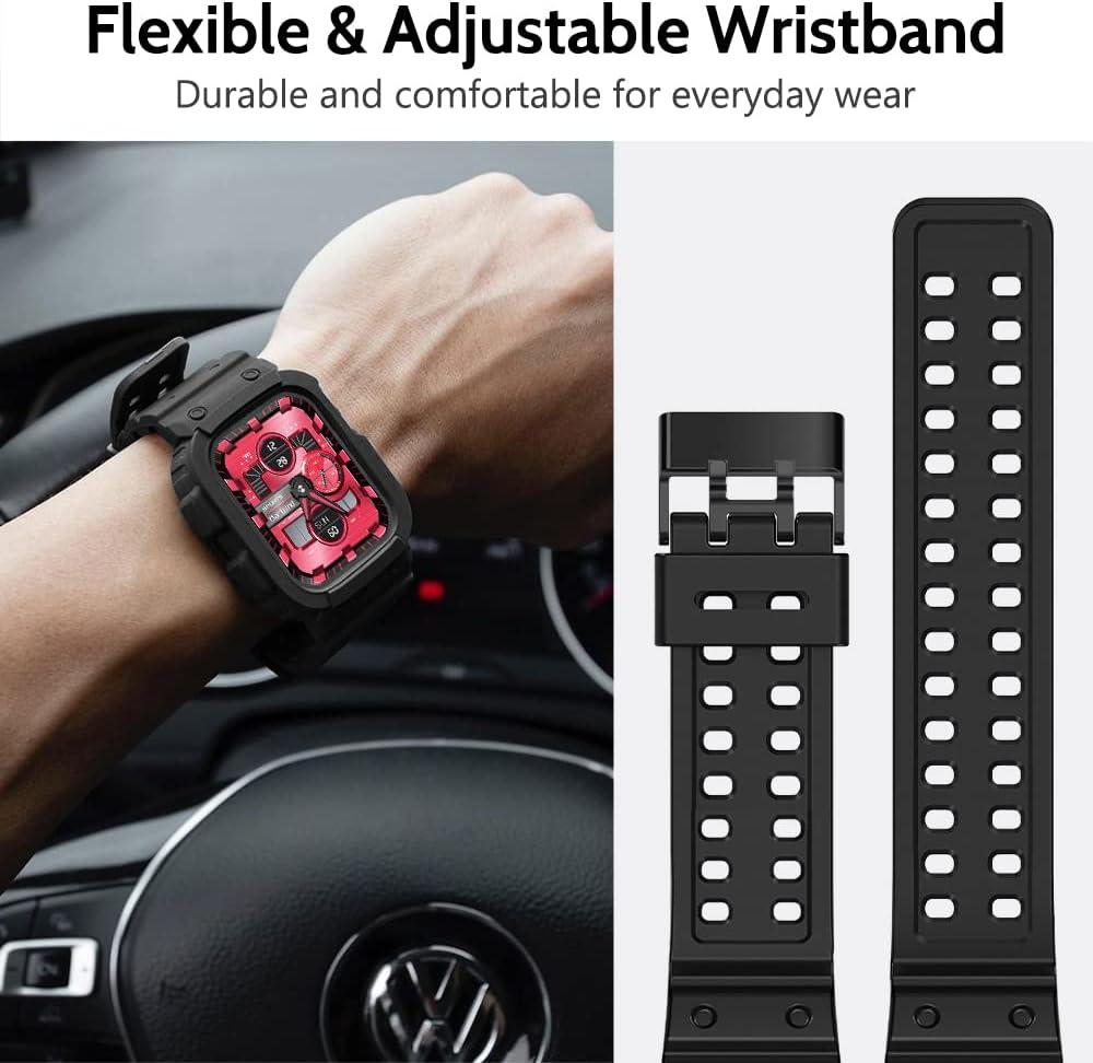 amBand Compatible for Apple Watch Band 45mm 44mm 42mm with Bumper Case  Rugged Men Bands for Apple Watch SE and iWatch Series 7 6 5 4 3 2 1 Sport  Military Protective