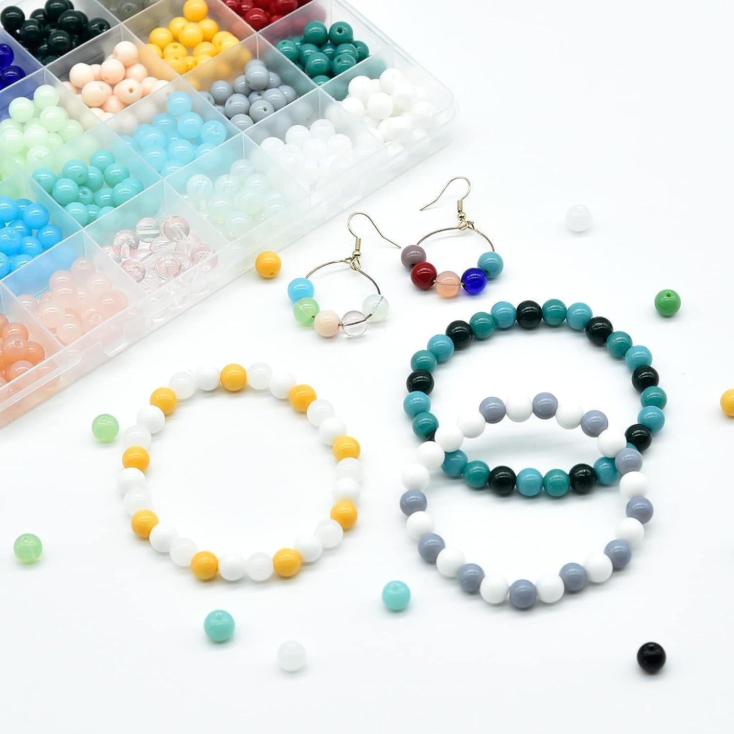 Glass Beads for Jewelry Making, 8mm DIY Crystal Gemstone Beads Bracelet  Making Kit Healing Chakra Beads, 24 Color Round Gemstone Beads Suitable for