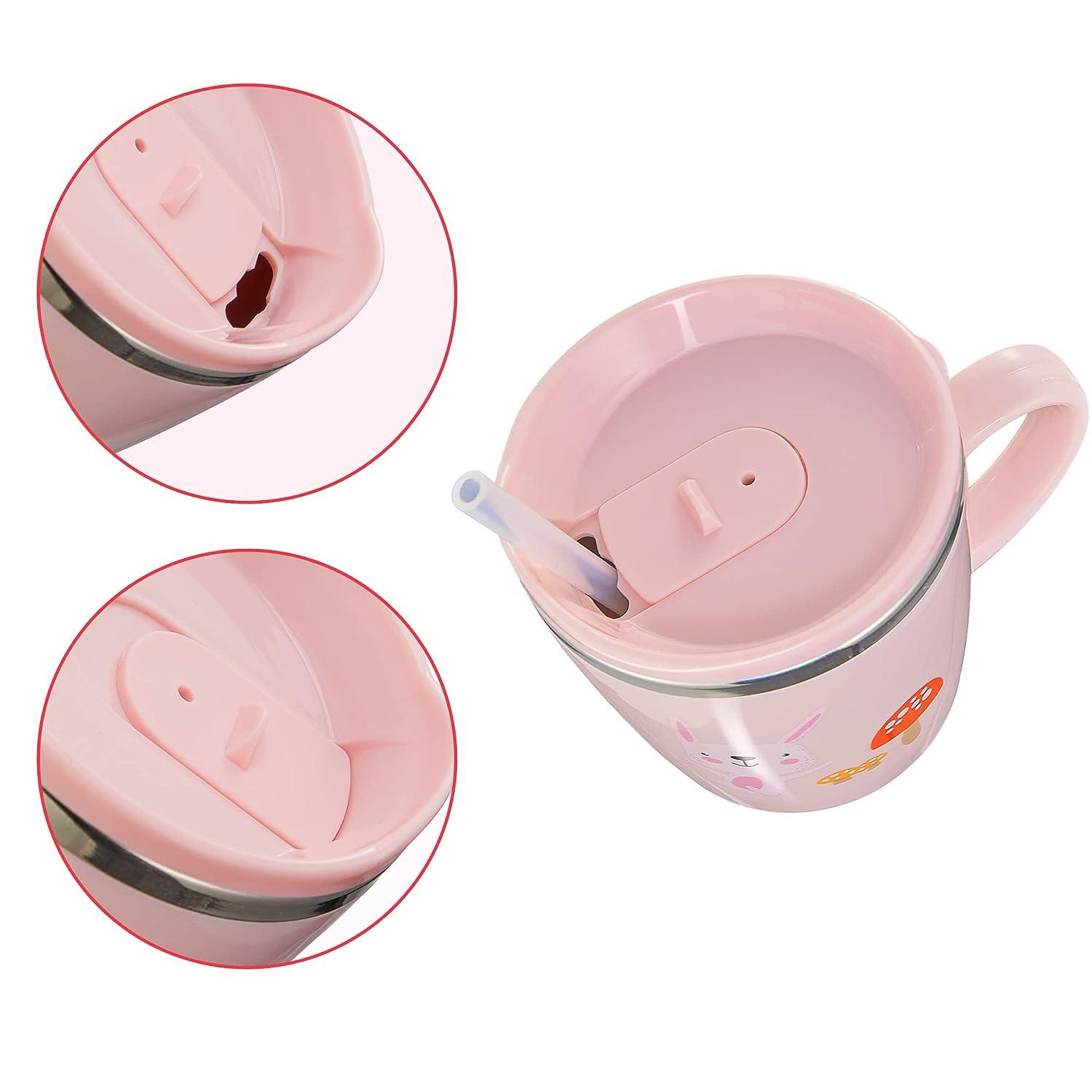  Valueder Kids Baby Toddler Cups Mug Sippy Learning Trainer Cup  for Milk Coffee Hot Chocolate Stainless Steel Trainer Straw Cup with Lid,  Rabbit, 7oz/Peacock pink : Baby