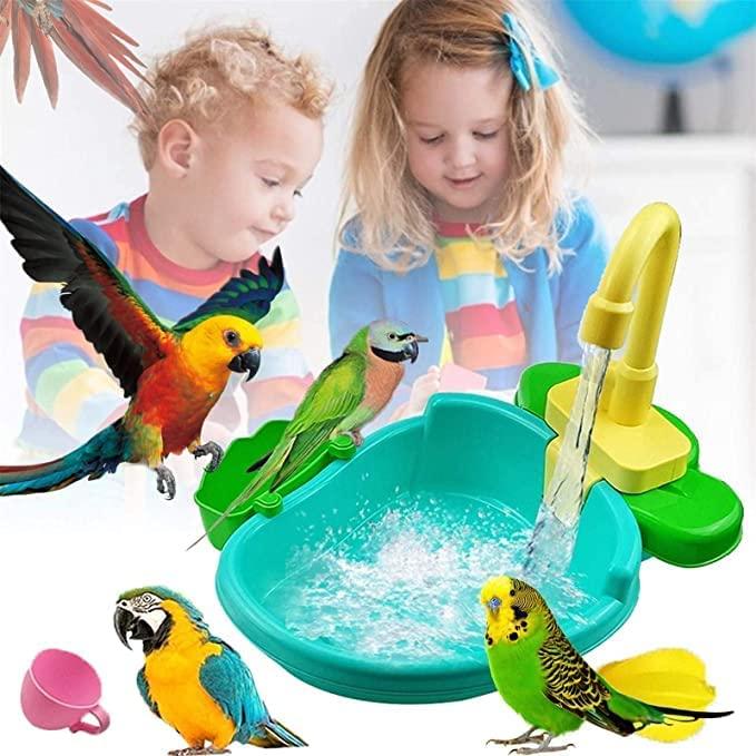 Multifunction Creative Green Food Tray Parrot Bathtub Animal Cage Standing  Wash Shower Box Bird Toys Pet Bird Cleaning Products - AliExpress