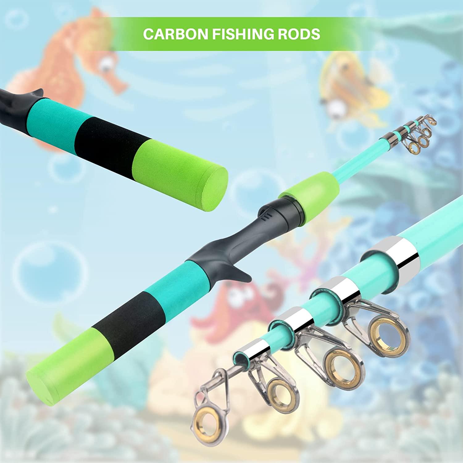 Cheap Fishing Pole Combo Set 2PCS Rod and Reel Telescopic Fishing Rod  Carbon Fiber Spinning Reels Fishing
