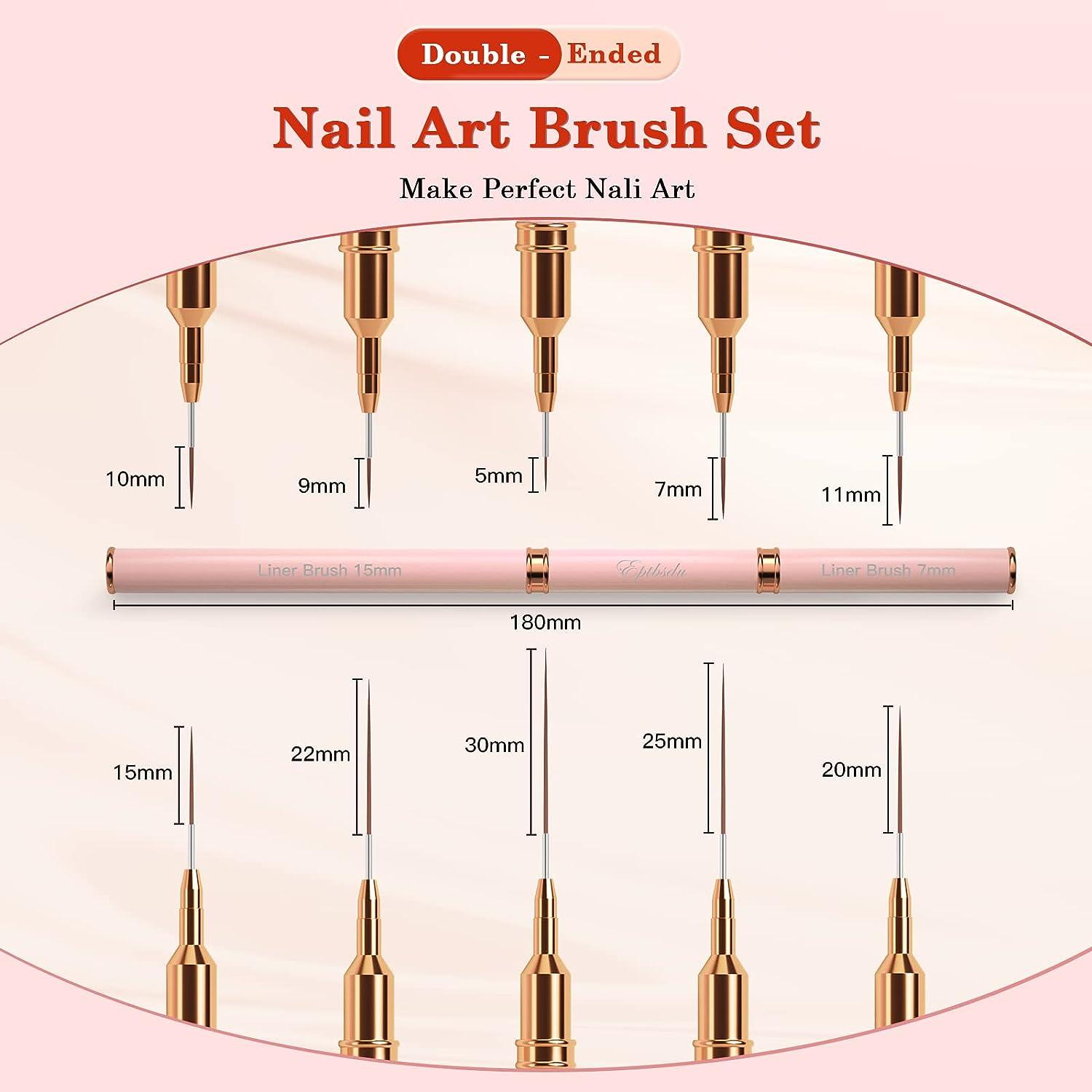 Liner Painting Nail Brushes 5pcs, 7/9/11/15/25mm