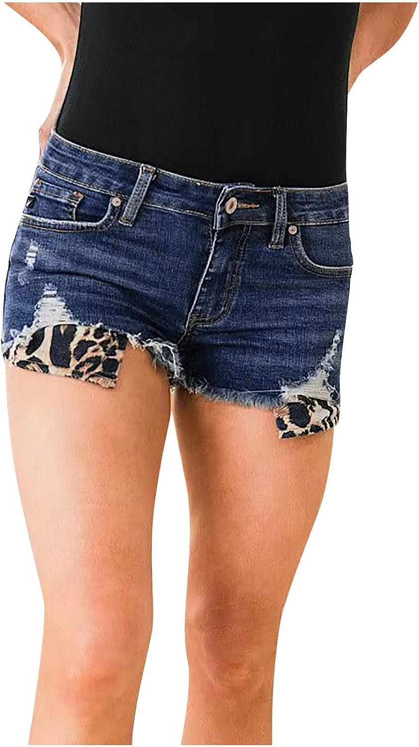 Women Summer Casual Hot Pants Denim Beach Stretchy Ripped Jeans Shorts