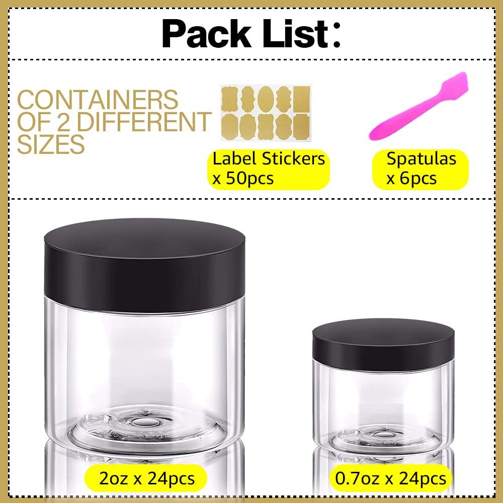 8 oz Plastic Containers with Lids + 2oz Small Containers with Lids (Set of 24) Plastic Jars with Lids Cosmetic Jar - for Lip Scrub, Body Butters