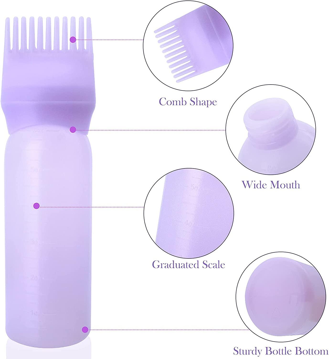 Root Comb Applicator Bottle 6 Ounce Oil Applicator for Hair Dye, 3 Pack  Hair Coloring Brush Bottle with Graduated Scale(Pink, Purple, White) -  Yahoo Shopping