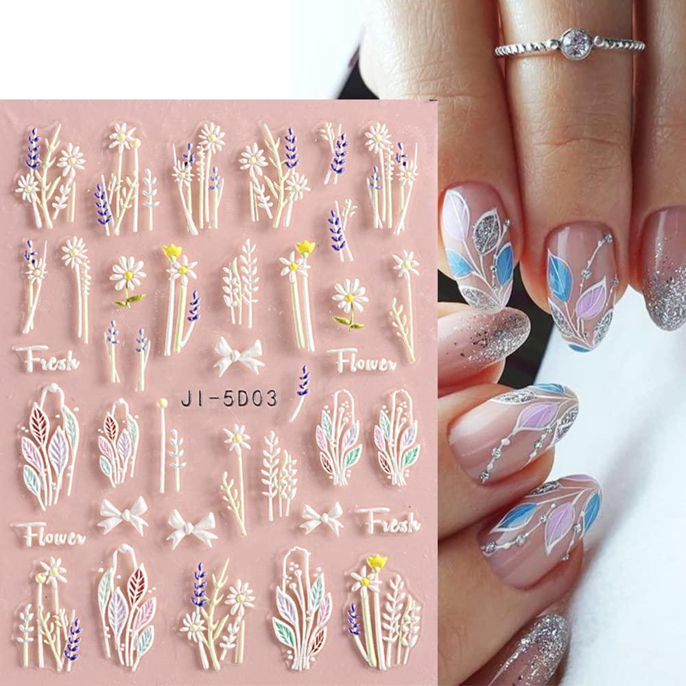 Fresh Spring Cherry Blossoms Nails Stickers Pink Sakura Flower