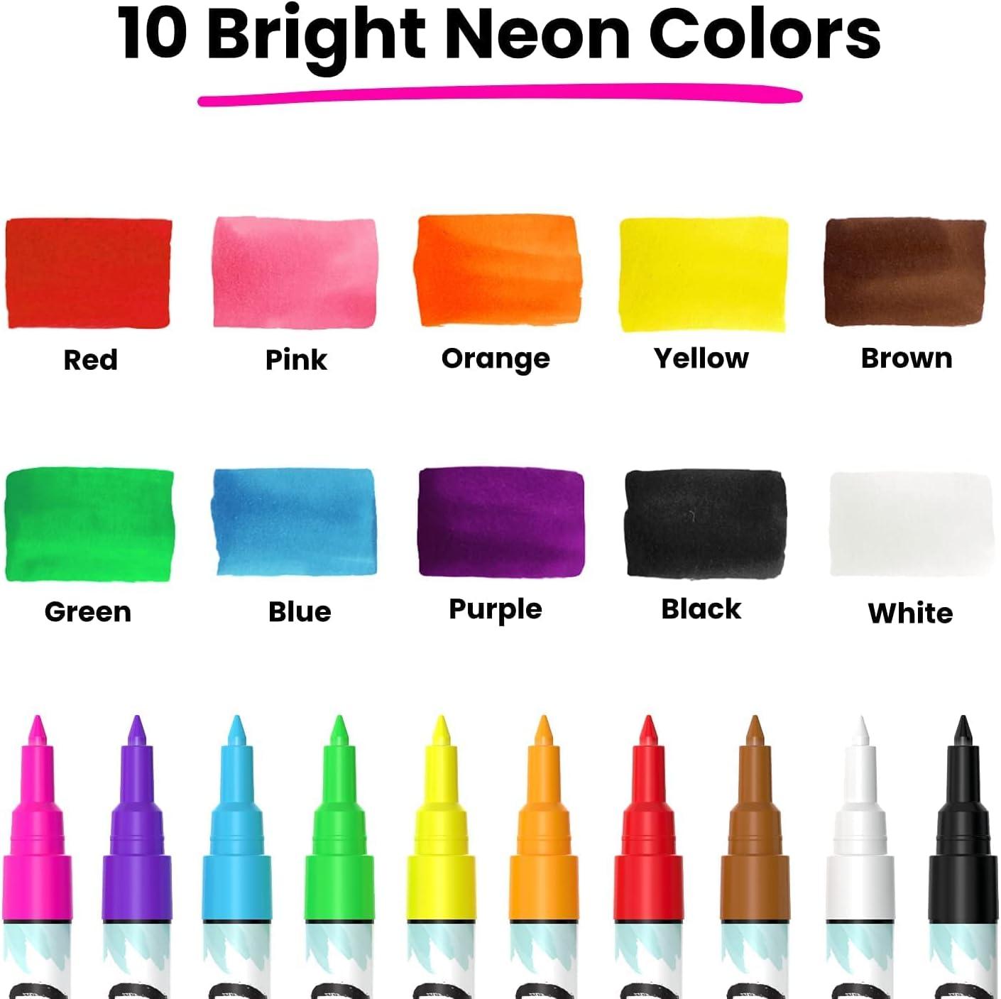 Chalkboard Chalk Markers (10 Pack 1mm Extra Fine Tip) Neon color pens - For  Blackboards Chalkboard Bistro Window 1mm Extra Fine Tip - Neon