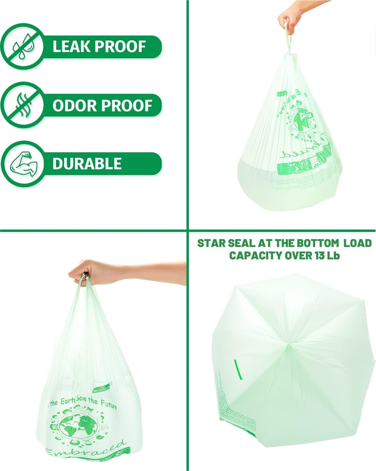 BEIDOU-PAC Trash Bags 8-10 Gallon Drawstring, 60 Count Garbage Bags, Large  Kitchen Trash Bags, Odorless & Heavy Duty White Plastic Food Scrap Bags for