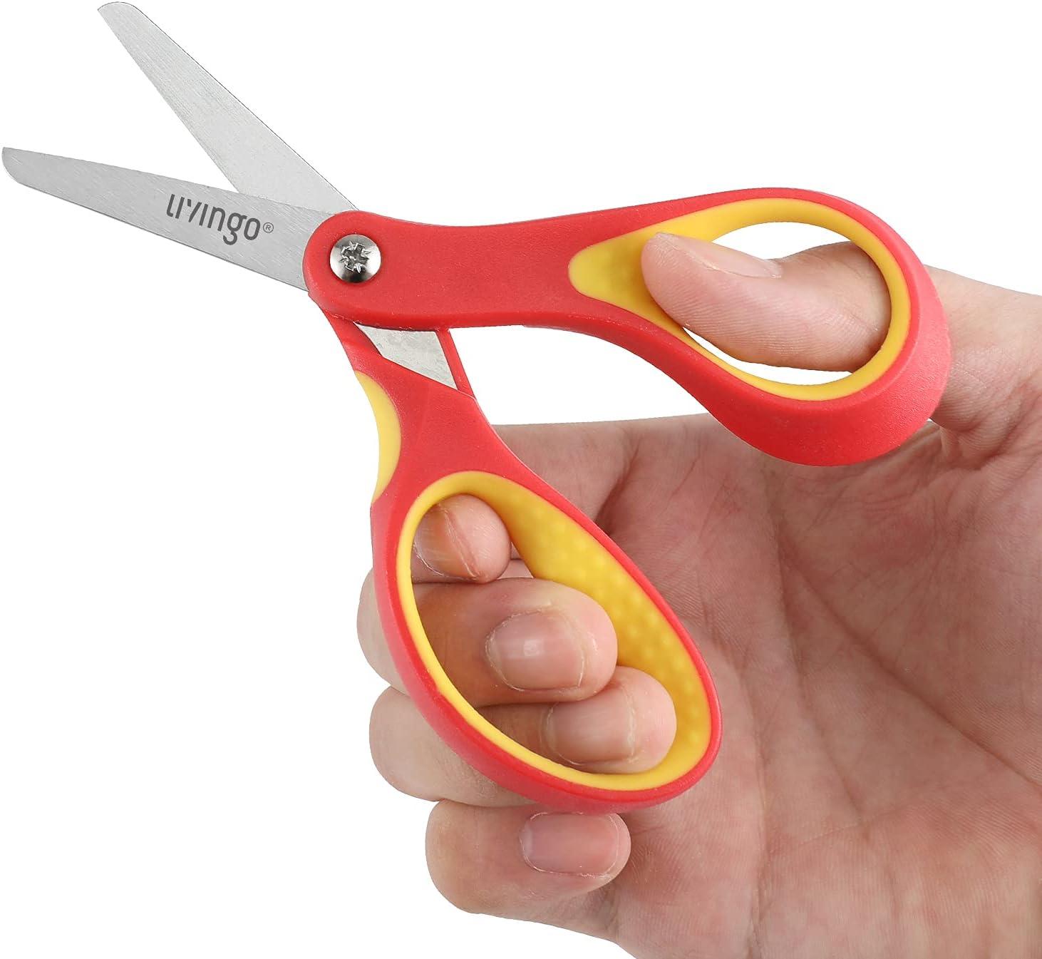 LIVINGO Left Handed Kids Scissors: Blunt Tip Safety Lefty Toddler Child  Scissors for School Craft Cutting Paper - 3 Pack 5 inches Comfort Grip  Green