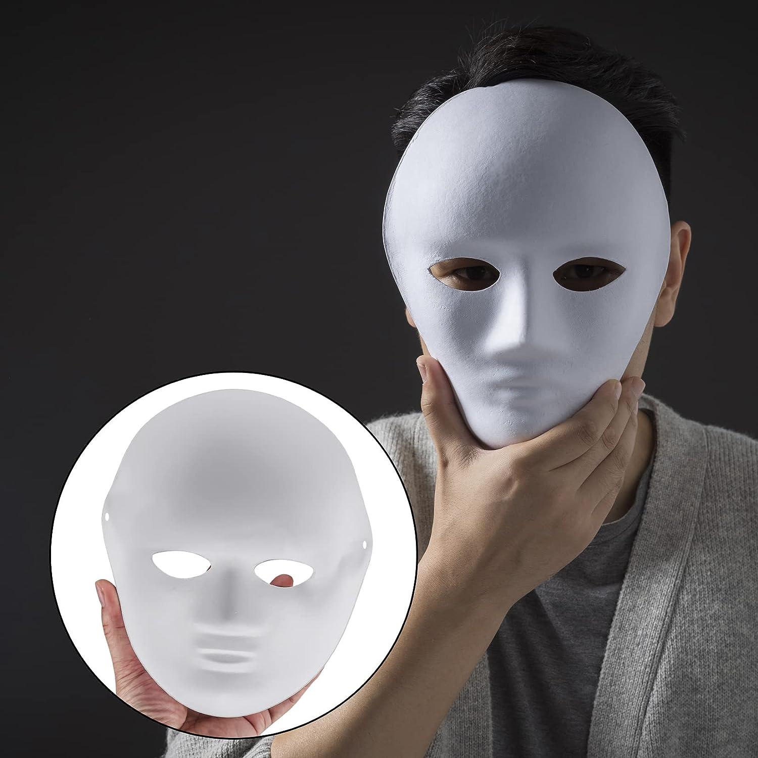 15 Pcs White Paper Pulp Blank Mask Man Halloween Costumes Kids Masquerade  Masks Plain