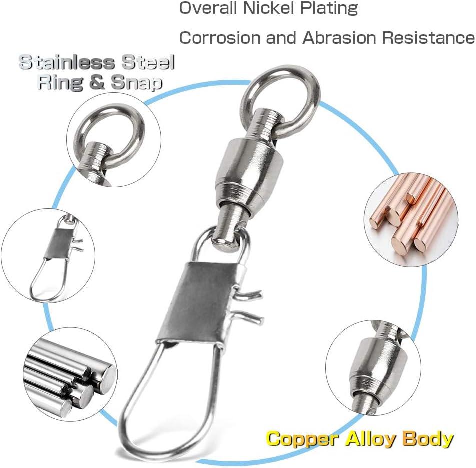AMYSPORTS High Strength Fishing Swivels Barrel Solid Ring Barrel Fishing  Swivel Rolling Fishing Tackle Line Connector Saltwater Freshwater Stainless