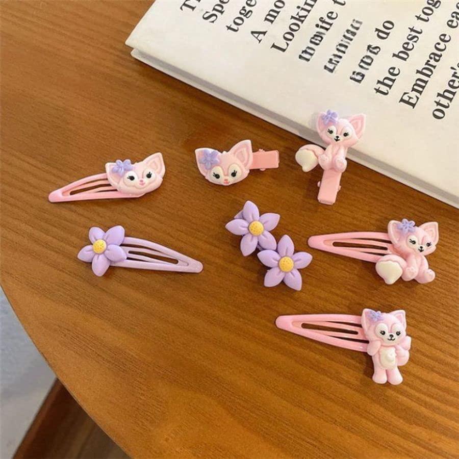 VTELI 8 Pcs kawaii hair clips featuring cute cartoon fox designs cute hair  clips animal hair clips suitable for women and girls and available in pink.  These clips make meaningful birthday gifts