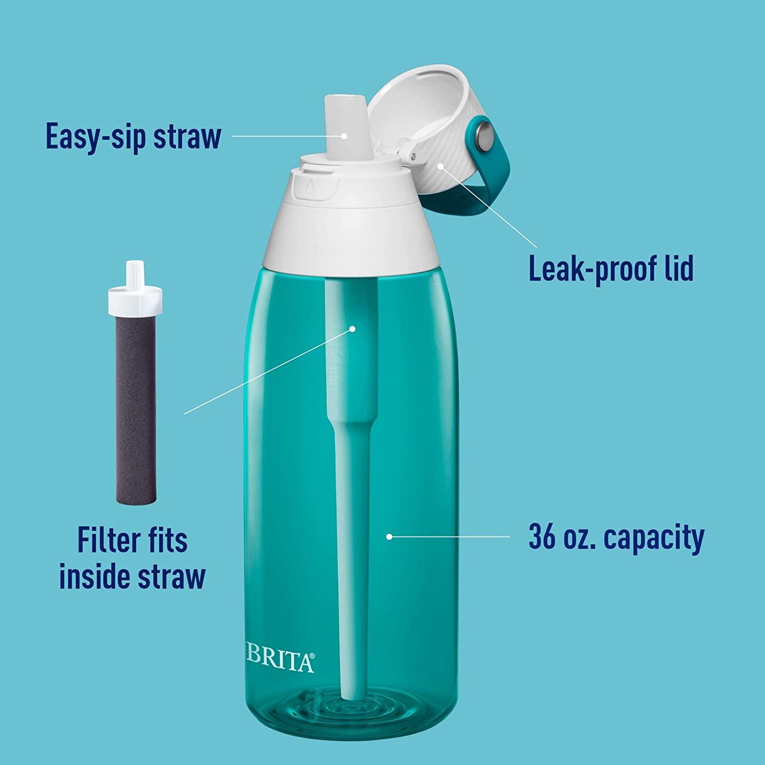 Brita Hard-Sided Plastic Premium Filtering Water Bottle, BPA-Free, Replaces  300 Plastic Water Bottles, Filter Lasts 2 Months or 40 Gallons, Includes 1