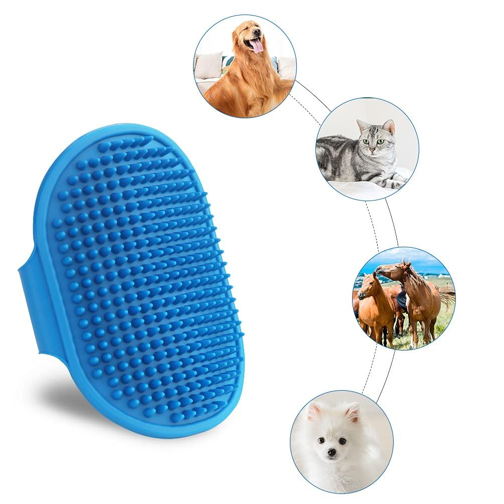 2 Pcs Dog Grooming Brush, Pet Shampoo Brush Dog Bath Grooming Shedding Brush  Soothing Massage Rubber Comb With Adjustable Strap For Short Long Haired