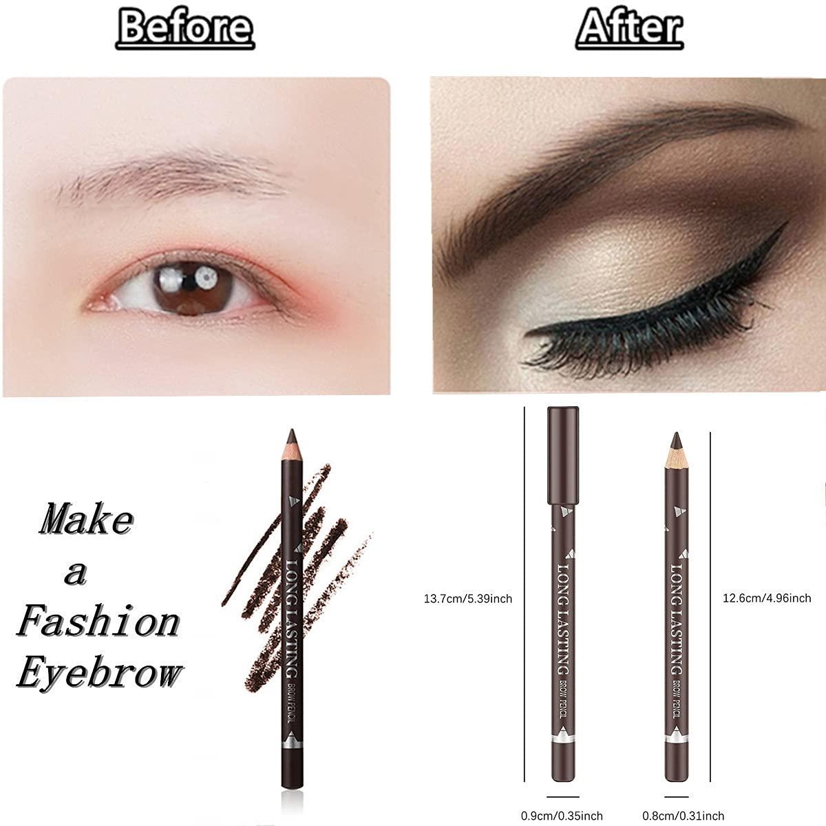 Go Ho 12 PCS Dark Brown Eyebrow Eyeliner Pencil Set, Waterproof Eyebrow ...