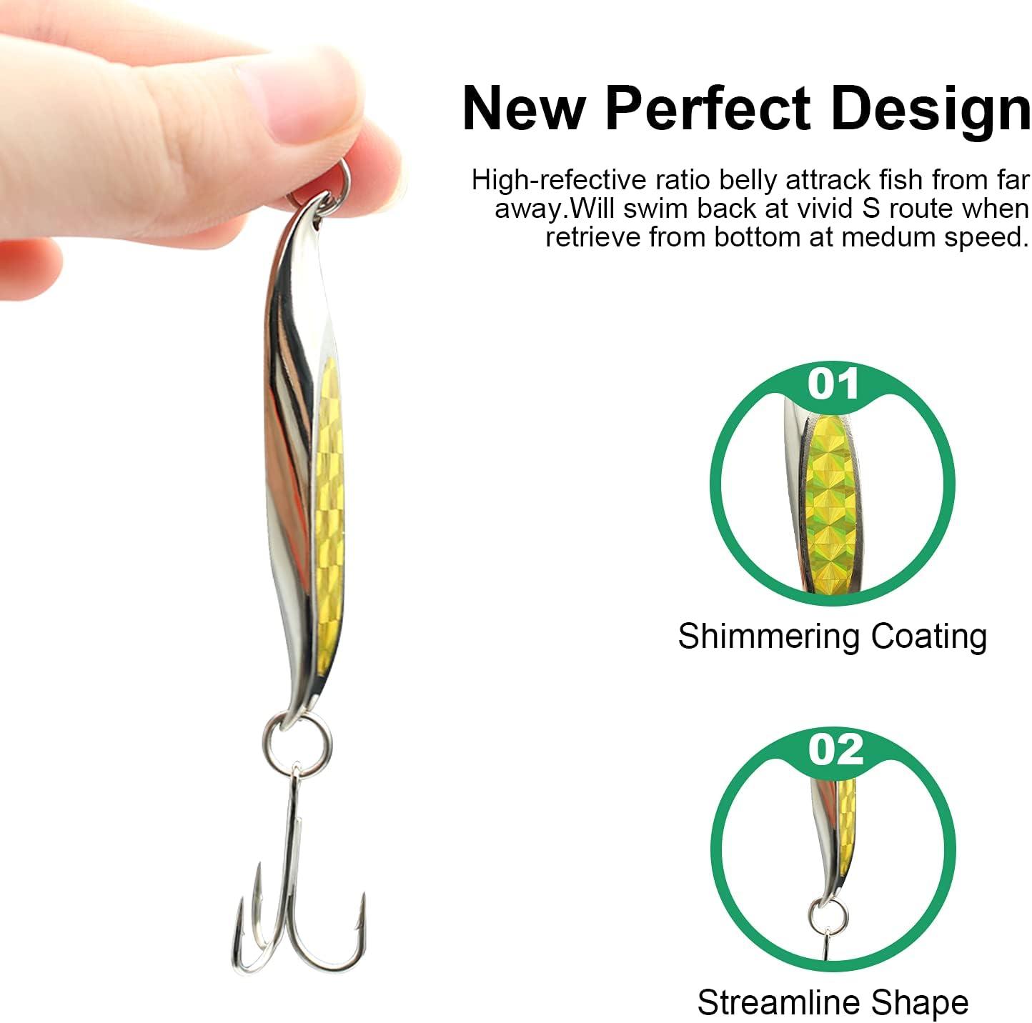 Fishing Spoons Lures Spots Pattern With Treble Hooks Anti-corrosion Metal  Fishing Lure Kit For Trout Bass Pike Salmon