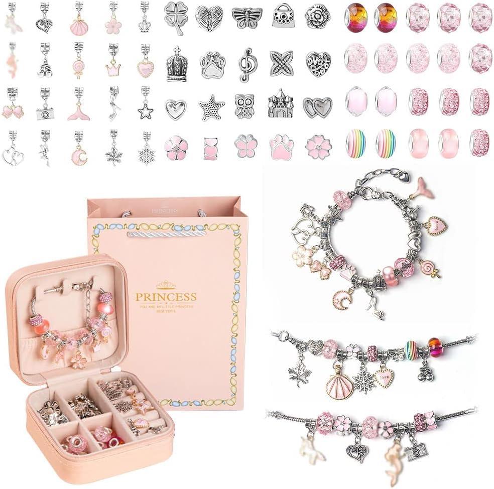 Gaoxyima Charm Bracelet Making kit for Girls Gift Box Contains 66 Pieces of  Jewelry Making kit for 6-12 Years Old Girls' Arts and Crafts for Birthday  Christmas Gifts. Pink