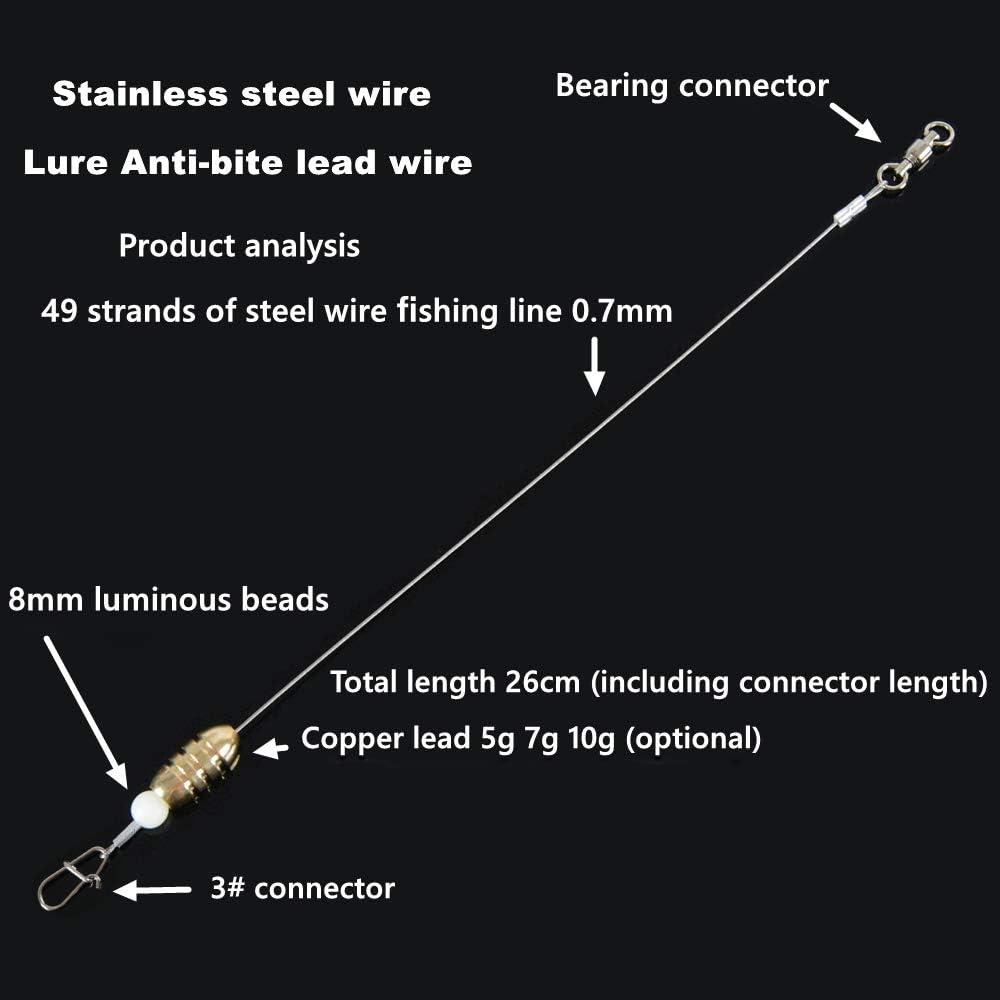 3PCS Fishing Tackle Leaders, Hi-Low Rig, Wire Leader with Swivel