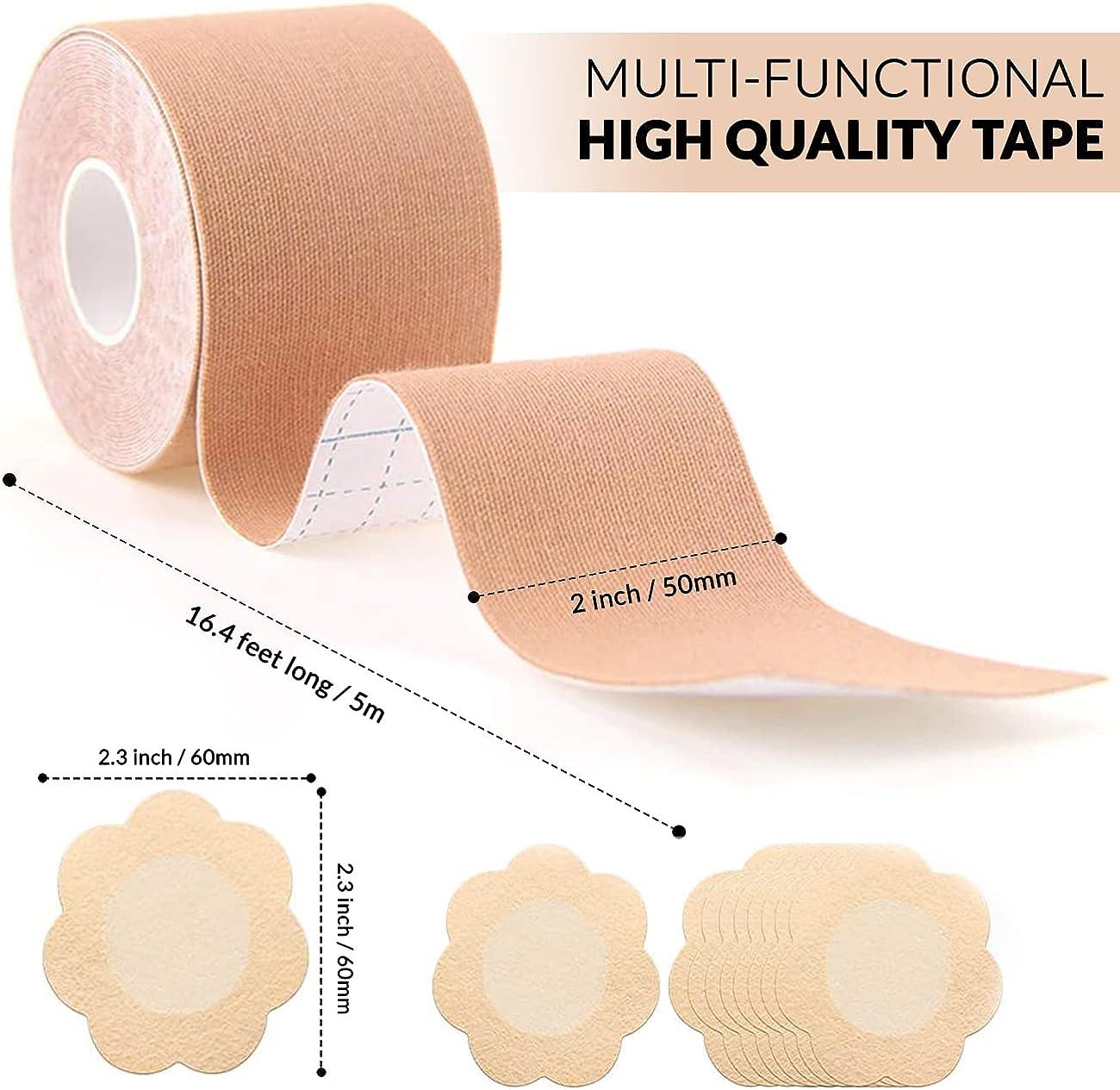 Piftif Boob Tape Roll of Elastic Booby Tape, Waterproof Muscle Support Tape  for Sports Exercise Injury Recovery Breast Lift pack of 1 .