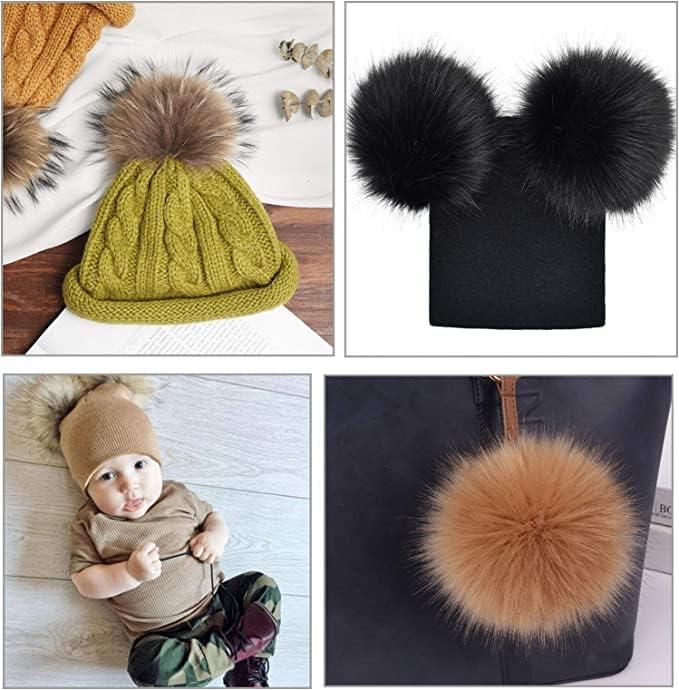 Furryvalley Faux Fur Pompom 6pcs DIY Crafts Fluffy Balls for Hat Shoes Scarves with Snap Fastener Removable Knitting Hat