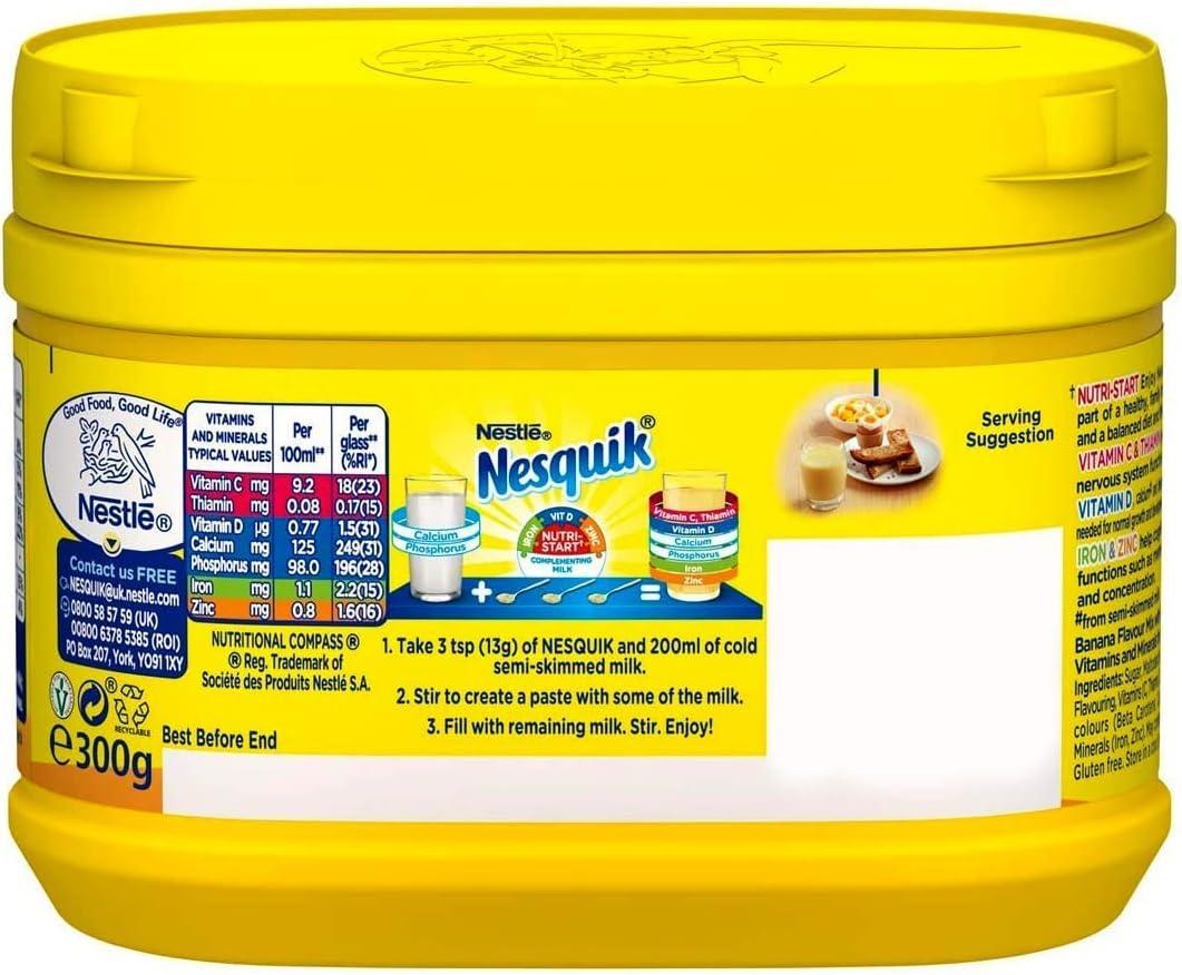 NESTLE NESQUIK CHOCOLATE / STRAWBERRY / BANANA FLAVOUR MILKSHAKE POWDER  300g TUB