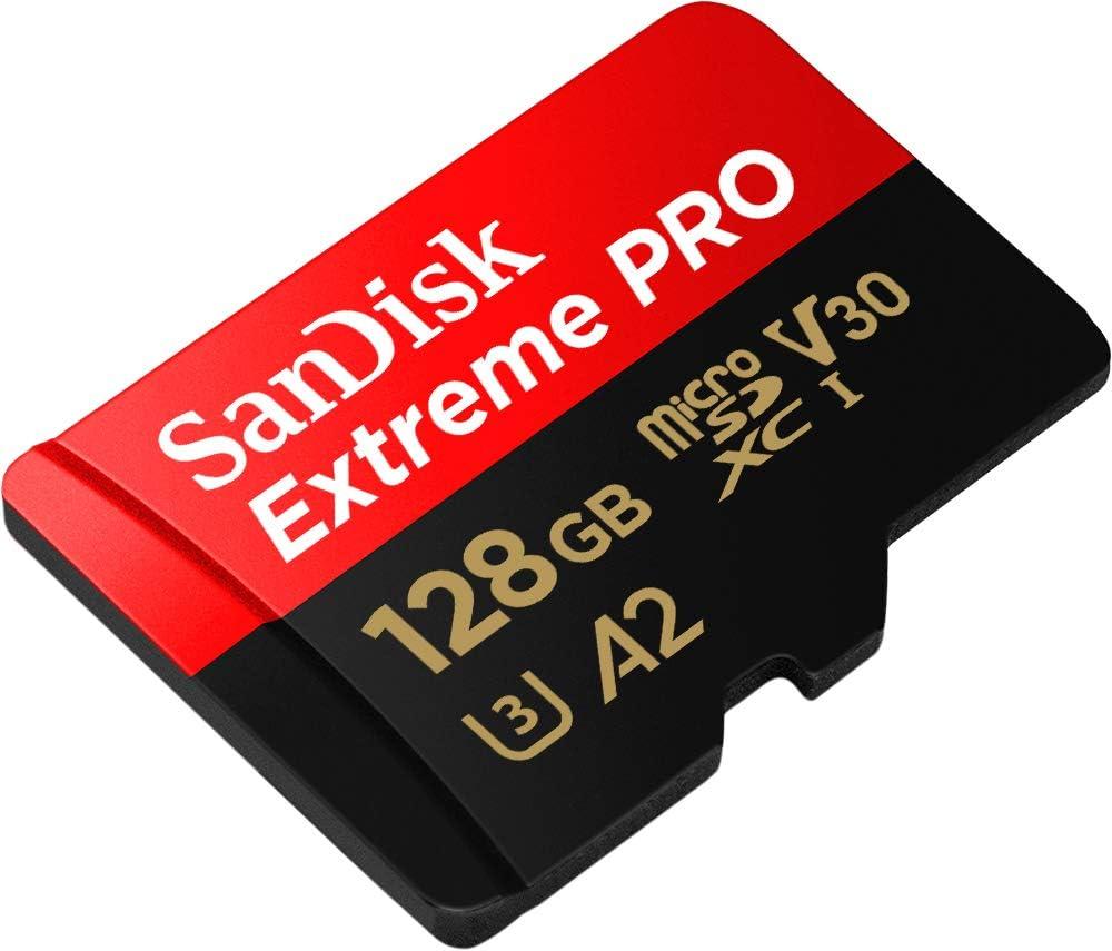 SanDisk Extreme 64 GB microSDXC Memory Card + SD Adapter with A2 App  Performance + Rescue Pro Deluxe, Up to 160 MB/s, Class 10, UHS-I, U3, V30,  Red/Gold : : Informatique