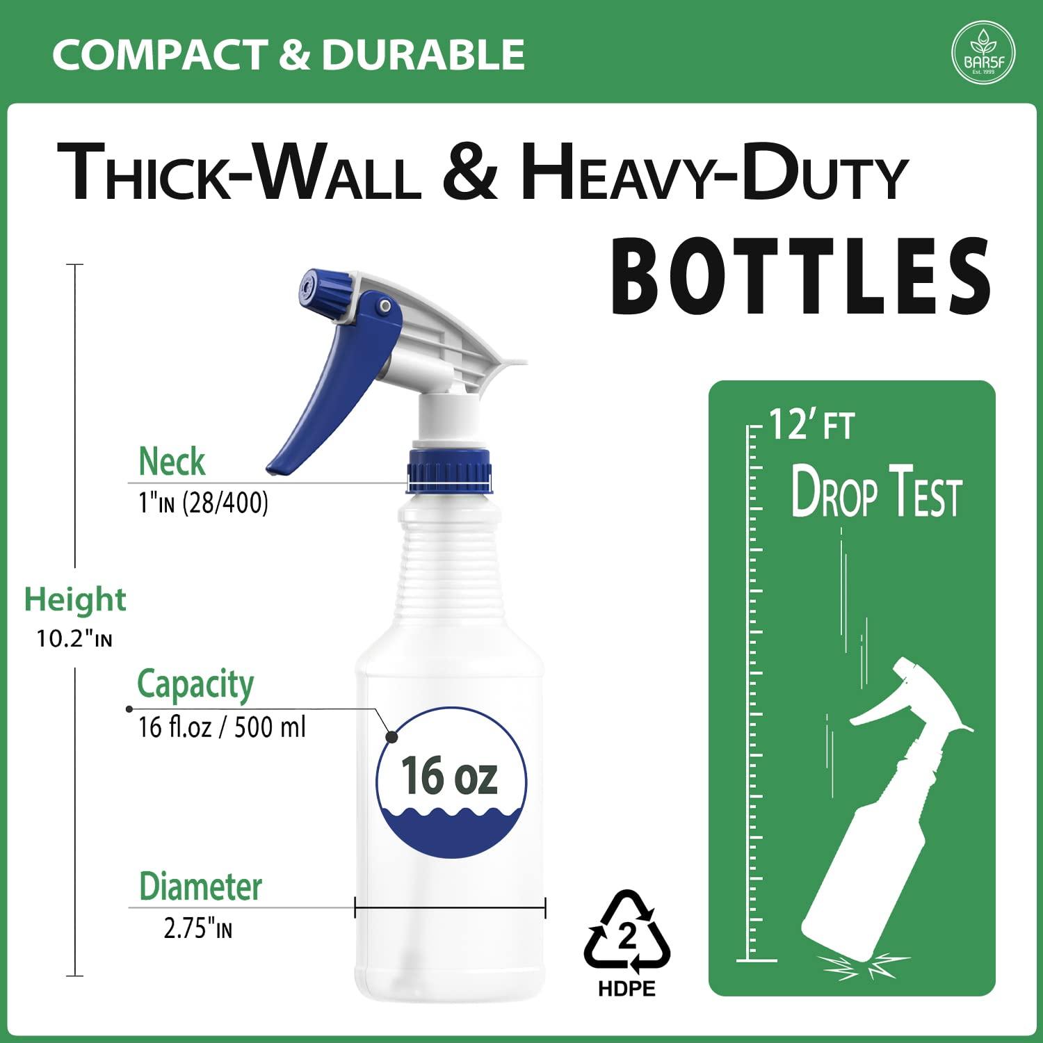 Plastic Trigger Spray Bottle 16 oz Heavy Duty Chemical Resistant