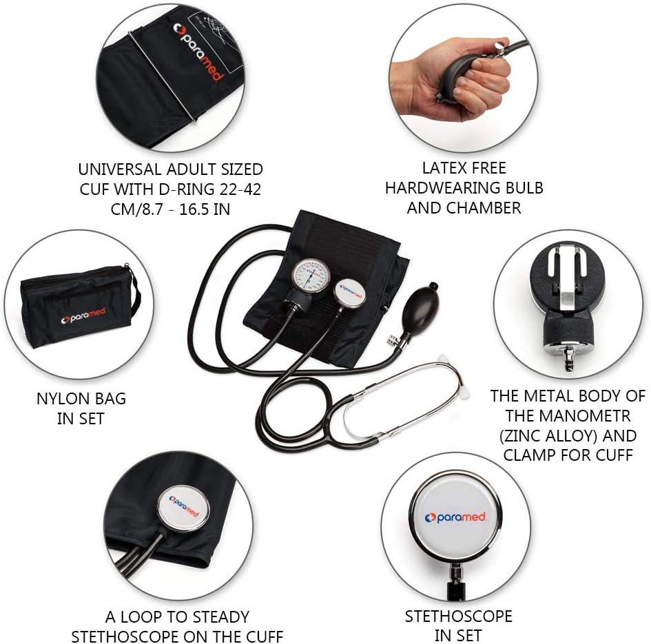 Paramed Basic Aneroid Sphygmomanometer Blood Pressure Kit, Black
